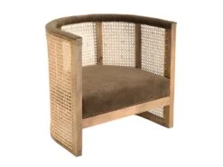 ISA - Fauteuil En Manguier Dossier Cannage Naturel Assise Couleur Taupe -Fauteuil Boutique fauteuil 18896817