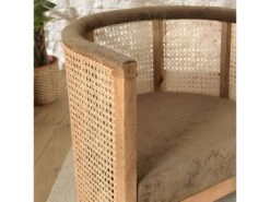 ISA - Fauteuil En Manguier Dossier Cannage Naturel Assise Couleur Taupe -Fauteuil Boutique fauteuil 18896819