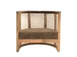 ISA - Fauteuil En Manguier Dossier Cannage Naturel Assise Couleur Taupe -Fauteuil Boutique fauteuil 18896821