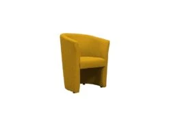 Fauteuil Cabriolet Rond En Tissu Jaune Moutarde - CABRI