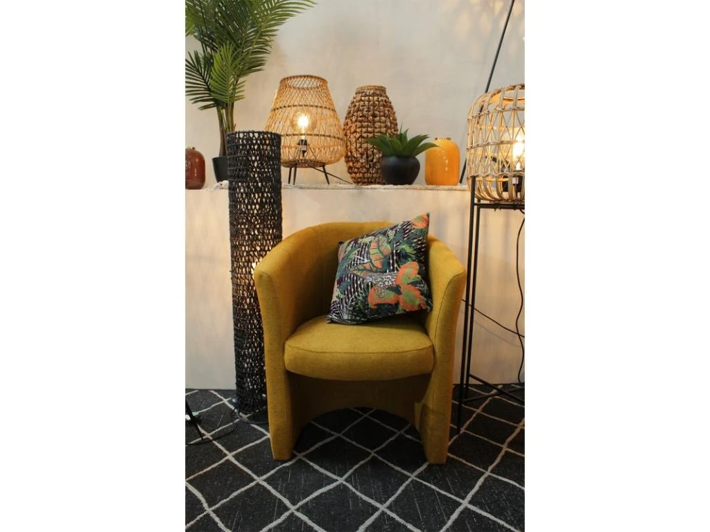 Fauteuil Cabriolet Rond En Tissu Jaune Moutarde - CABRI 3 Fauteuil Cabriolet Rond En Tissu Jaune Moutarde - CABRI – Image 3