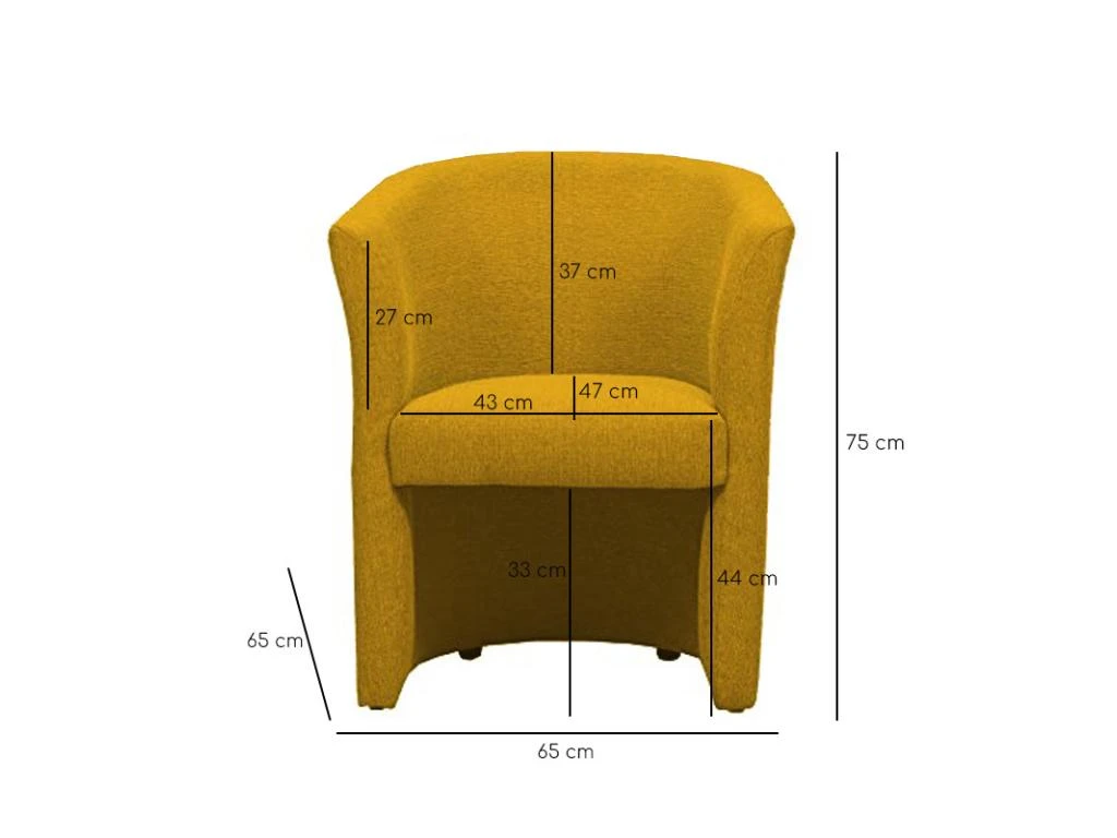 Fauteuil Cabriolet Rond En Tissu Jaune Moutarde - CABRI 5 Fauteuil Cabriolet Rond En Tissu Jaune Moutarde - CABRI – Image 5
