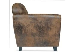 Fauteuil Club Madmen Tissu Effet Simili Usé Marron -Fauteuil Boutique fauteuil 19894505
