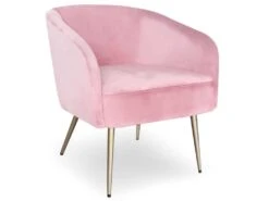 Fauteuil Goldman Velours Rose Pieds Or