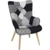 Fauteuil En Tissu Patchwork Pieds En Bois Brut Alta