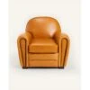 Orsay - Fauteuil Club En Cuir Vachette Camel Orsay