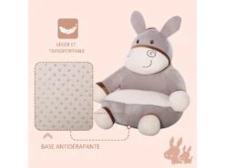 Fauteuil Enfant âne Dim. 60L X 55l X 60H Cm Garnissage Moelleux Coton Revêtement Velours Gris Crème -Fauteuil Boutique fauteuil 21224907