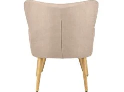 Chaise D'appoint Rembourrée Avec Tabouret En Microfibre Crème -Fauteuil Boutique fauteuil 21528471
