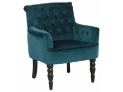 Chaise D'appoint En Velours Pétrole -Fauteuil Boutique fauteuil 21685721