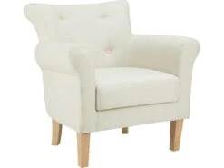Chaise D'appoint Rembourrée En Tissu Tissé Crème -Fauteuil Boutique fauteuil 21685751