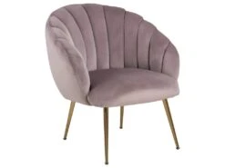 Daniella Fauteuil Lounge, Couleurs Vieux Rose, Laiton.