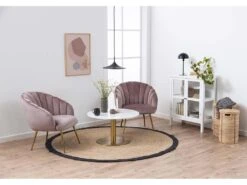 Daniella Fauteuil Lounge, Couleurs Vieux Rose, Laiton. -Fauteuil Boutique fauteuil 22048609