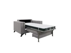 Love Seat Convertible Matelas Velours Gris Clair 80cm -Fauteuil Boutique fauteuil 22207465