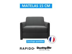 XENON Fauteuil Convertible 1 Place Noir Matelas Dunlopillo 80cm -Fauteuil Boutique fauteuil 22397851