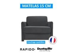 XENON Fauteuil Convertible 1 Place Gris Anthracite Matelas Dunlopillo 80cm -Fauteuil Boutique fauteuil 22397869