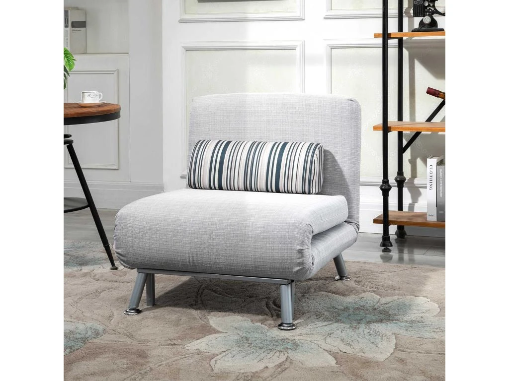 Fauteuil Convertible 3 En 1 Chauffeuse Lit 1 Place Avec Coussin Gris 1 Fauteuil Convertible 3 En 1 Chauffeuse Lit 1 Place Avec Coussin Gris