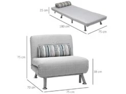 Fauteuil Convertible 3 En 1 Chauffeuse Lit 1 Place Avec Coussin Gris 7 Fauteuil Convertible 3 En 1 Chauffeuse Lit 1 Place Avec Coussin Gris -Fauteuil Boutique fauteuil 22963201