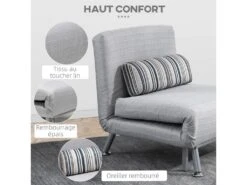 Fauteuil Convertible 3 En 1 Chauffeuse Lit 1 Place Avec Coussin Gris 9 Fauteuil Convertible 3 En 1 Chauffeuse Lit 1 Place Avec Coussin Gris -Fauteuil Boutique fauteuil 22963205