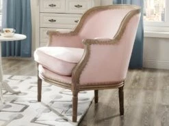 Fauteuil En Velours ALIENOR - Rose Pastel