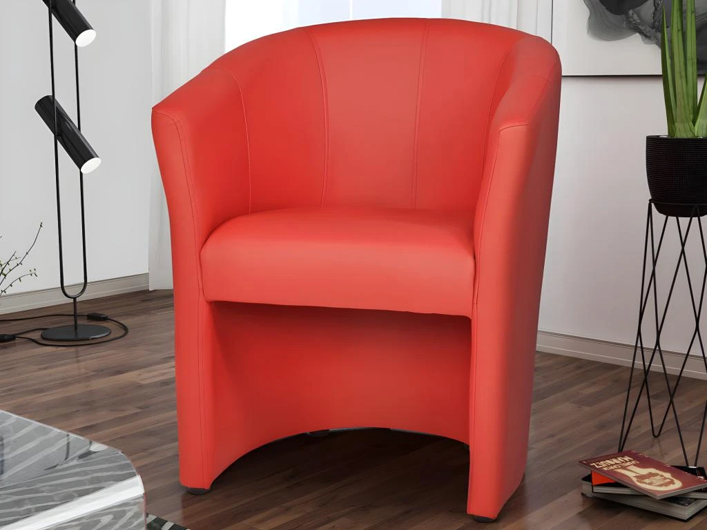 Fauteuil Cabriolet En Simili RANIN - Rouge 1 Fauteuil Cabriolet En Simili RANIN - Rouge