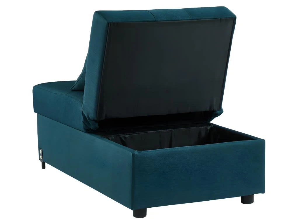 Fauteuil Convertible En Tissu LESNA - Bleu Canard 5 Fauteuil Convertible En Tissu LESNA - Bleu Canard – Image 5