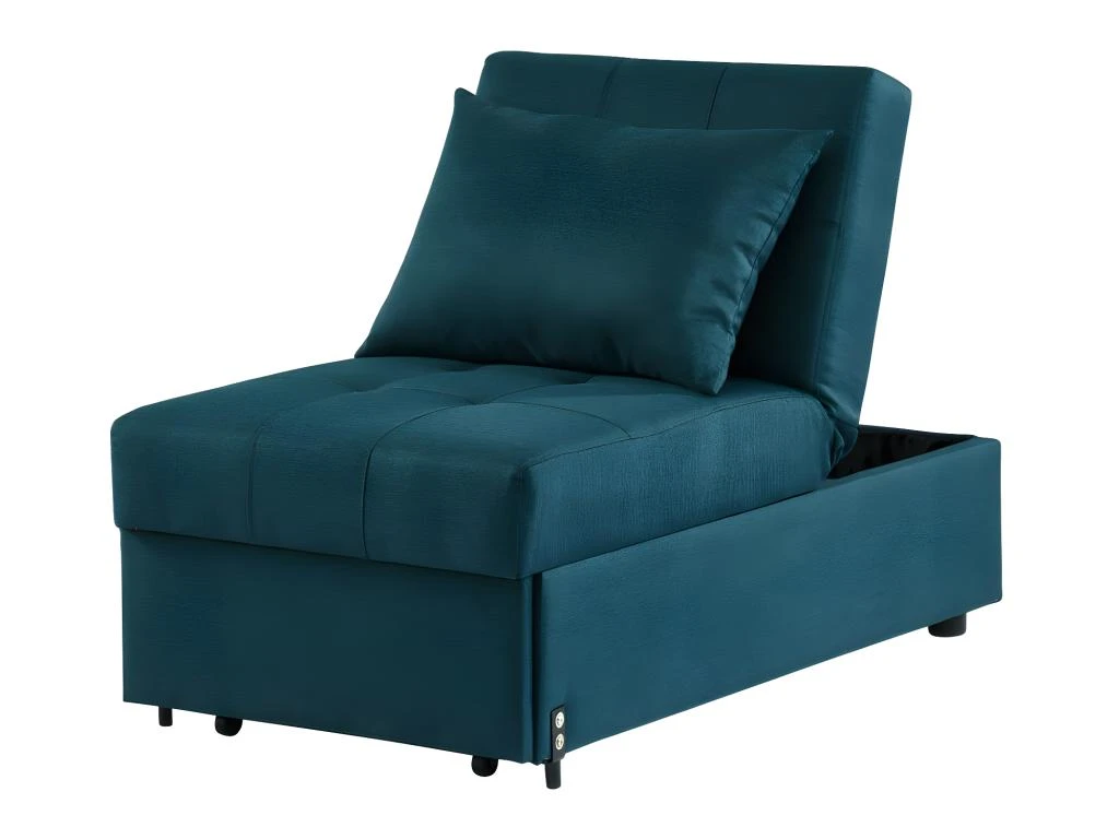 Fauteuil Convertible En Tissu LESNA - Bleu Canard 8 Fauteuil Convertible En Tissu LESNA - Bleu Canard – Image 8