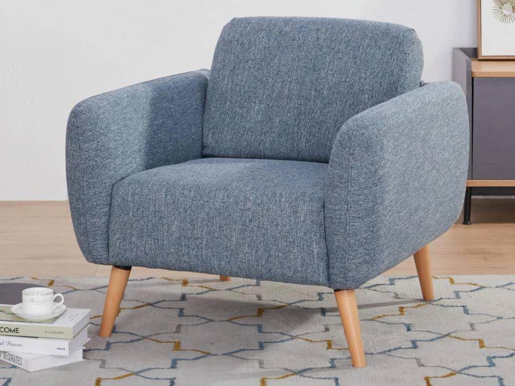 Fauteuil En Tissu MAGELAN - Bleu Clair 2 Fauteuil En Tissu MAGELAN - Bleu Clair – Image 2