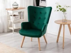 Fauteuil En Velours Vert VATELY -Fauteuil Boutique fauteuil 492027