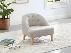 Fauteuil Pour Enfant En Tissu 100% Coton MAGGIE - Gris Clair
