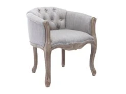 Fauteuil Cabriolet En Lin Gris Clair Avec Pieds En Bois PEREZI -Fauteuil Boutique fauteuil 7917235