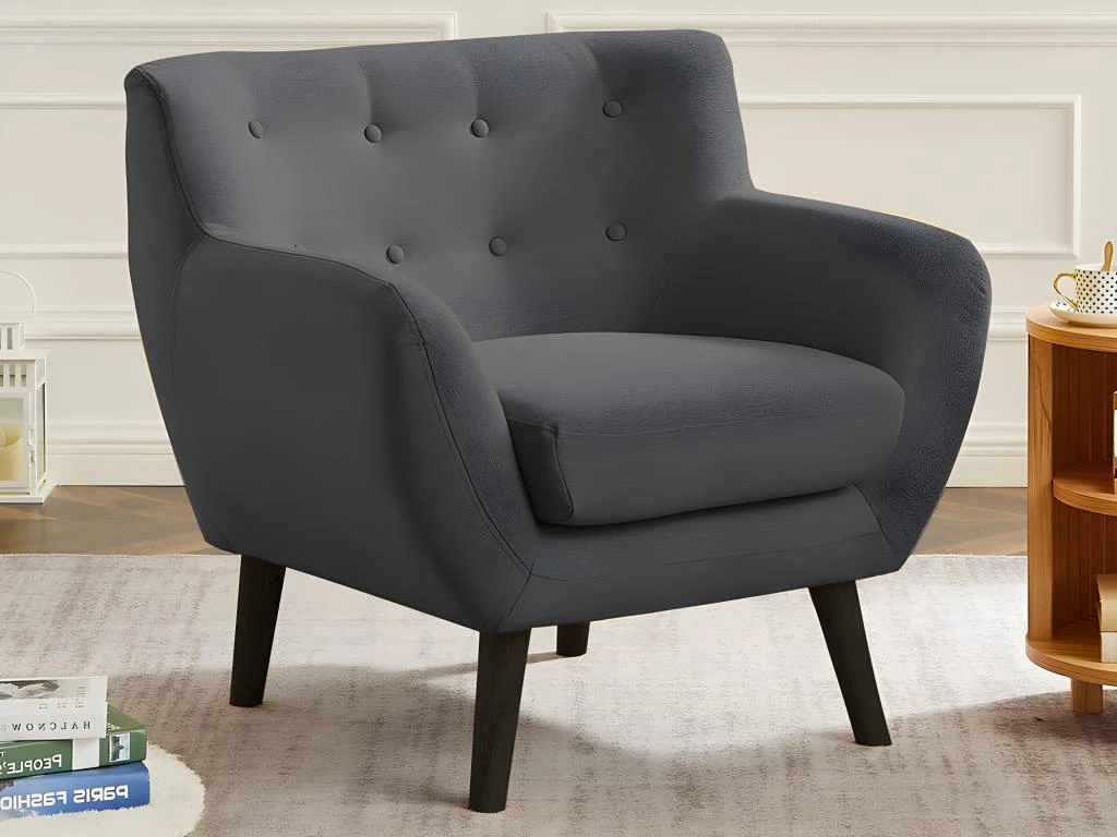 Fauteuil En Tissu Anthracite SERTI 1 Fauteuil En Tissu Anthracite SERTI