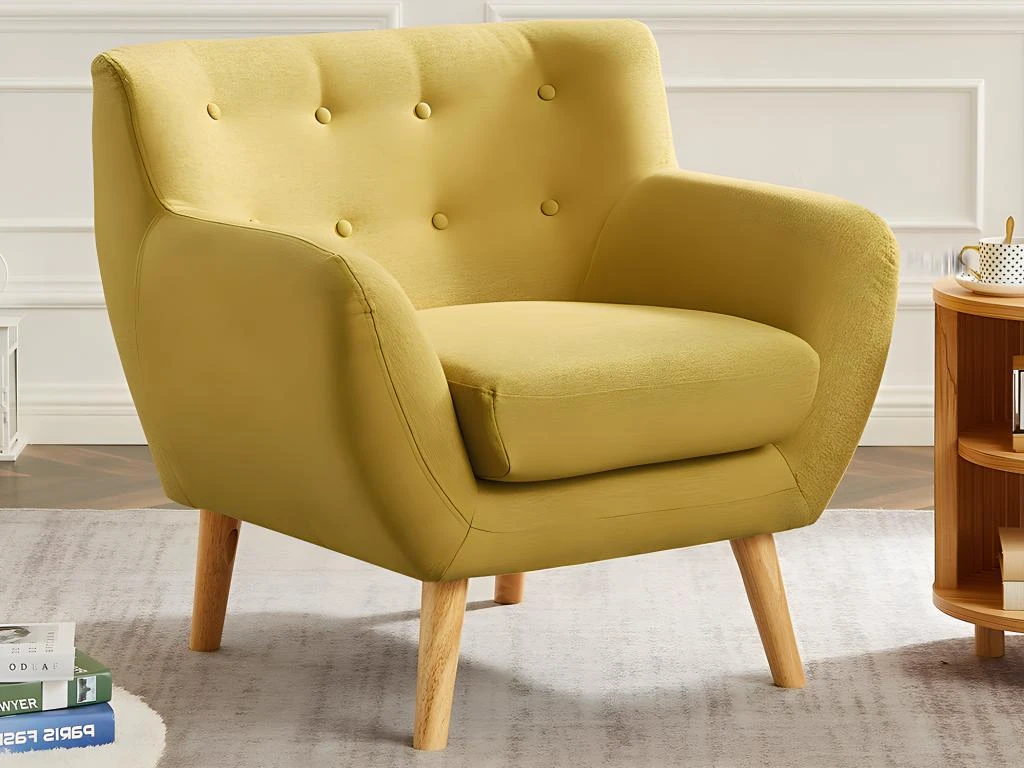 Fauteuil En Tissu Jaune SERTI II 1 Fauteuil En Tissu Jaune SERTI II