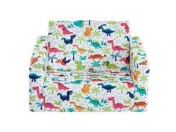 Fauteuil Chauffeuse Pour Enfant En Velours Blanc Motifs Dinosaures ALMAGRO -Fauteuil Boutique fauteuil 8730309