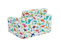 Fauteuil Chauffeuse Pour Enfant En Velours Blanc Motifs Dinosaures ALMAGRO -Fauteuil Boutique fauteuil 8730323