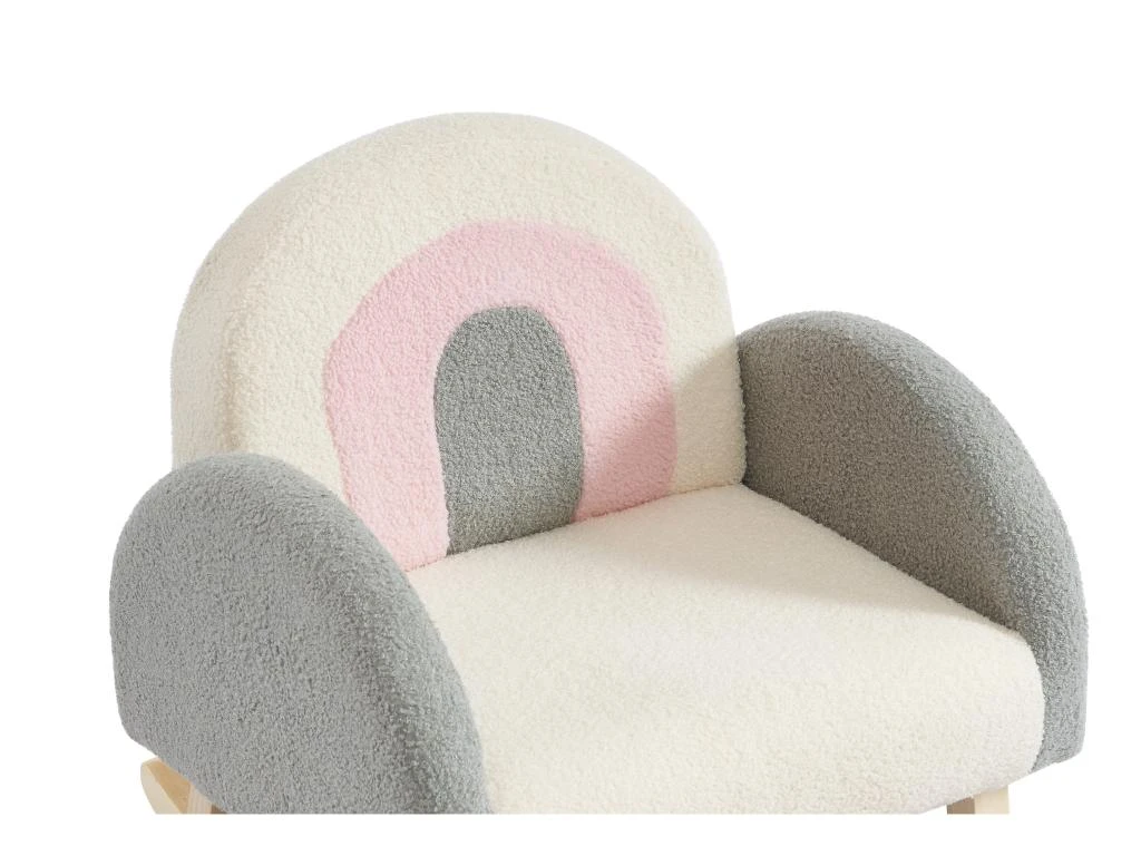 Fauteuil Pour Enfant à Bascule En Tissu Bouclette Crème, Gris Et Rose ESLIDA 6 Fauteuil Pour Enfant à Bascule En Tissu Bouclette Crème, Gris Et Rose ESLIDA – Image 6