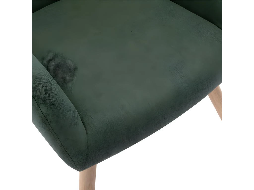 MALMO - Fauteuil Scandinave Tissu Vert Forêt Pieds Bois 4 MALMO - Fauteuil Scandinave Tissu Vert Forêt Pieds Bois – Image 4