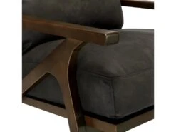 ALAN - Fauteuil Lounge Vintage Marron Foncé Et Bois Teinté Noyer -Fauteuil Boutique fauteuil 8915977