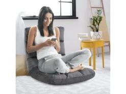 Fauteuil Convertible Fauteuil Paresseux Grand Confort Inclinaison Dossier Multipositions 90°-180° Flanelle Polyester Capitonné Gris Foncé -Fauteuil Boutique fauteuil 8918859