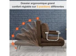 Fauteuil Chauffeuse Canapé-lit Convertible 1 Place Déhoussable Grand Confort Coussin Pieds Accoudoirs Métal Suède Marron 8 Fauteuil Chauffeuse Canapé-lit Convertible 1 Place Déhoussable Grand Confort Coussin Pieds Accoudoirs Métal Suède Marron -Fauteuil Boutique fauteuil 8918881