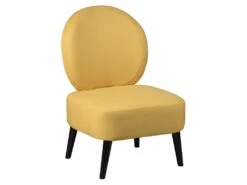 SKALAN - Fauteuil Crapaud Tissu Coloris Jaune Moutarde