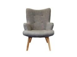 HAYNA - Fauteuil Gris Et Piétement Naturel -Fauteuil Boutique fauteuil 9172931