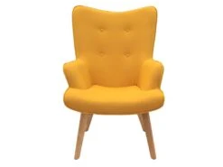 HAYNA - Fauteuil Jaune Et Piétement Naturel -Fauteuil Boutique fauteuil 9173067