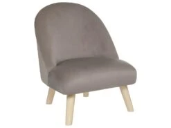Fauteuil Pour Enfant En Tissu Marron Et Pieds En Bois De Pin