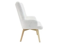 COCOON - Fauteuil Blanc Imitation Fourrure Pieds Bois -Fauteuil Boutique fauteuil 9174123