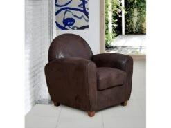 Fauteuil Cabriolet Catia Coloris Vieux Cuir Usé - Marron