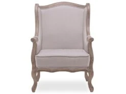 Fauteuil Bergère Theodore à Oreilles Style Louis XV Tissu Beige -Fauteuil Boutique fauteuil 9175437