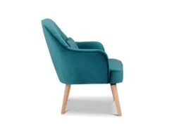 Fauteuil Velours Bleu Canard Scandinave Pieds Bois - LOUKIA -Fauteuil Boutique fauteuil 9239005