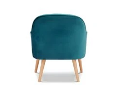 Fauteuil Velours Bleu Canard Scandinave Pieds Bois - LOUKIA -Fauteuil Boutique fauteuil 9239007