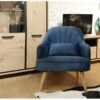 Fauteuil Velours Bleu Marine Scandinave Pieds Bois - LOUKIA