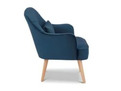 Fauteuil Velours Bleu Marine Scandinave Pieds Bois - LOUKIA -Fauteuil Boutique fauteuil 9239021